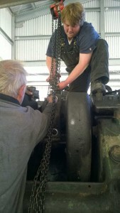Luke working on removing piston              